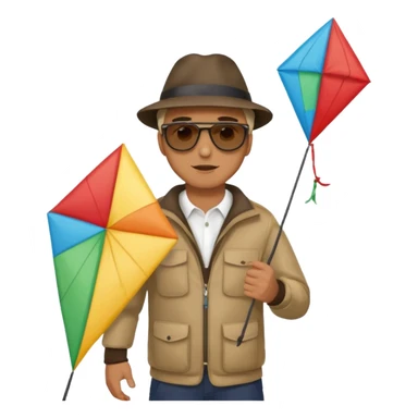 man with kite,Kite Flyers, big kite. sticker