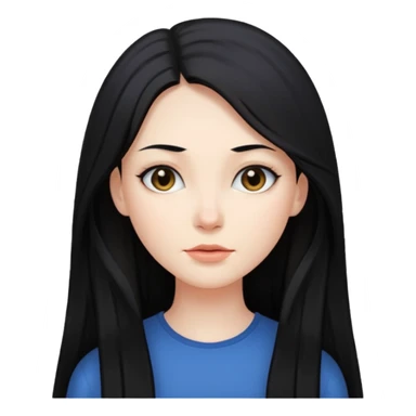 Long black hair woman no facial expression sticker