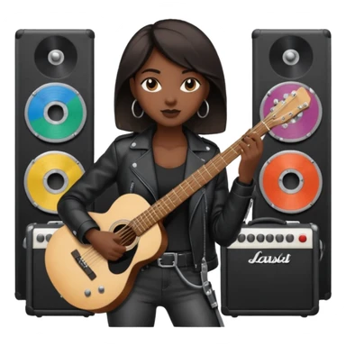 concert black Cable reels connected do a guitar woman sticker