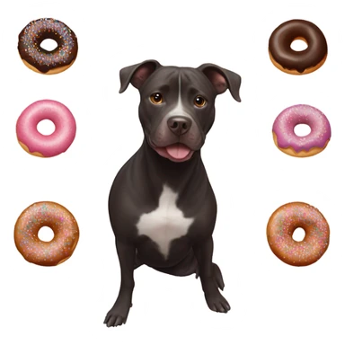 Black pitbull fused with a chocolate doughnut  sticker