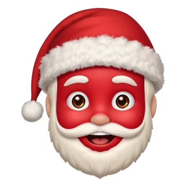 A small smiling face wearing a red Santa hat with a pompom, rosy cheeks and twinkling eyes, conveying a warm, festive vibe. It should be a trolling smile. sticker
