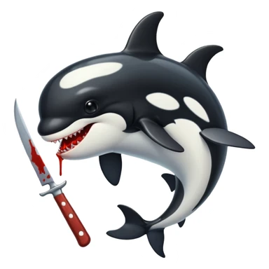 orca holding a bloody knife sticker