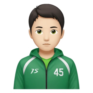 Draw Seong Gi-hun (Player 456) in green tracksuit with the white number 456 clearly printed on the chest & jacket. sticker
