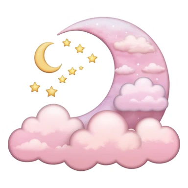 Crescent moon and light pink clouds sticker