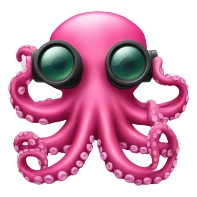 pink octopus with binoculars sticker