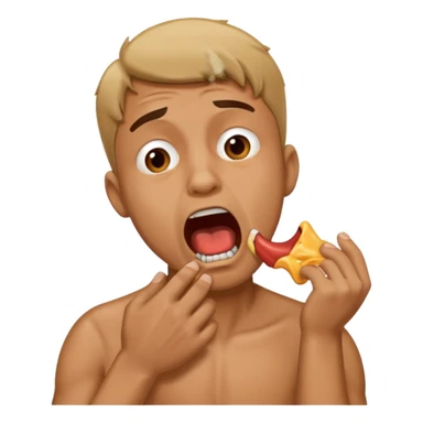 man in distress with mouth open chocking himself sticker