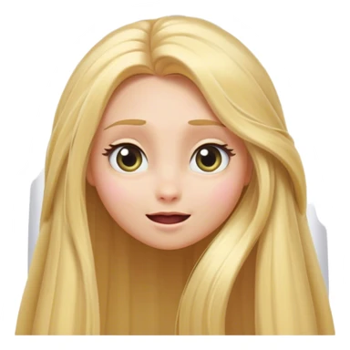Cinematic Adorable Rapunzel Portrait Emoji, Playfully peeking out from behind a curtain of hair, big sparkling eyes, cheeks flushed with excitement, exuding charm and innocence, an absolute delight! sticker