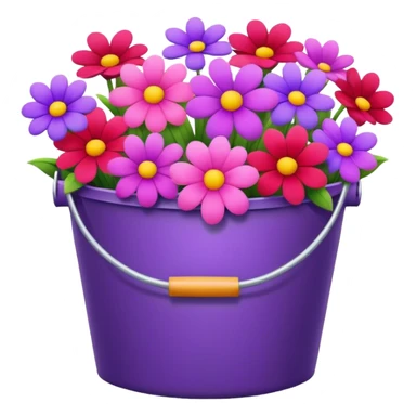 Create pink and purple and red flowers bucket sticker