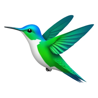 hummingbird graphic sharp shape blue, green, white sticker