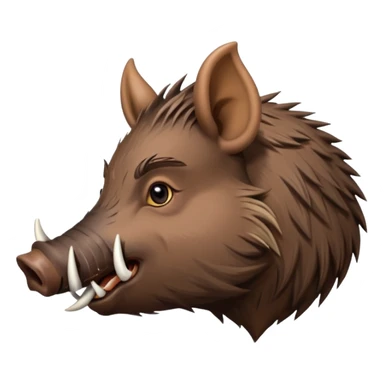 Wild boar face side view with extremely long tusks emoji realistic sticker