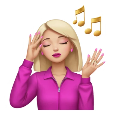 Yellow circle emoji sighing and drumming fingers up the side of their head the eye is closed it is a side profile pink lipstick and pink nails sticker
