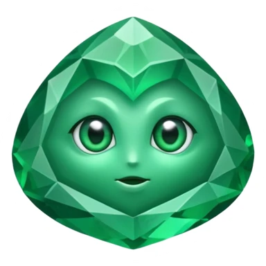 very sharp green gem mineral , multiple irregular chunks, very shiny with two eyes and heart shaped sticker