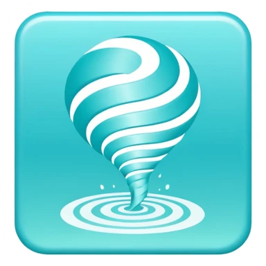 a Tiny compressed Stylized light-turquoise wind tornado symbol inside a pastel gradient white square icon, light turquoise borders sticker