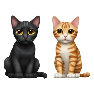 two-cats-bengal-and-cat-black-kitten-together sticker