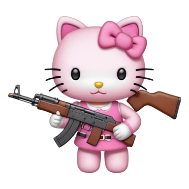  hello kitty with a ak47 sticker