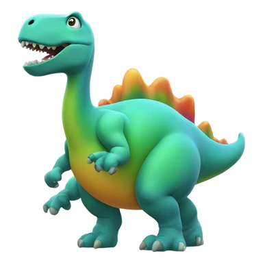 A dinosaur surfing on a fart sticker