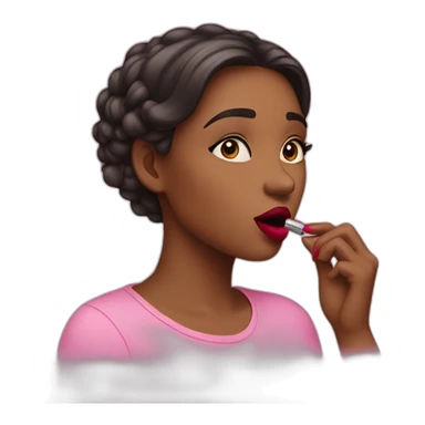 Girl putting lipstick on sticker