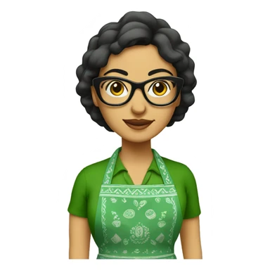 mexican lady green apron  with glasses cooking tacos sticker