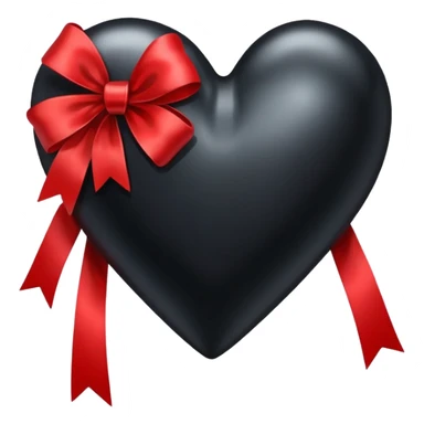 black heart with a red bow wrapped around sticker