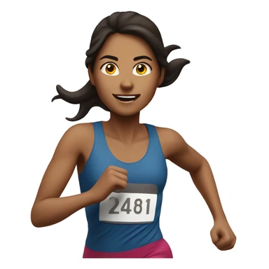 Brunette girl running marathon  sticker