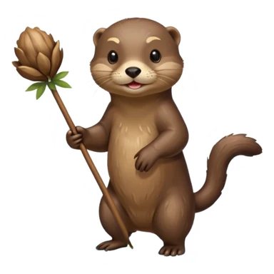 otter going home with a small bundle on a stick sticker