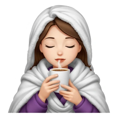 girl inside a blanket sipping coffee eyes closed sticker