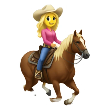 Barrel racer with blonde hair on brown horse  sticker