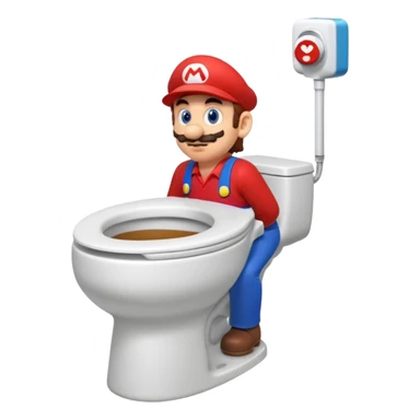 Mario's neck and head only sticking out of the middle of the bowl of a white toilet sticker