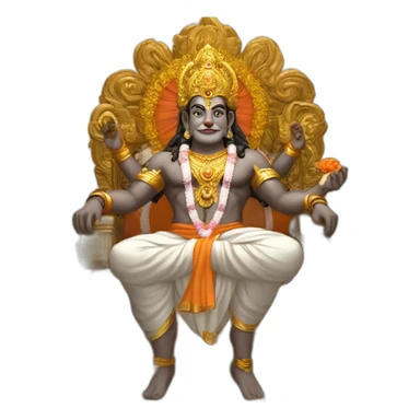 Yamraj in heaven sitting on a throne made up of flowers sticker