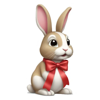 Rabbit wearing a ribbon sticker