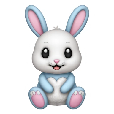 Emoji d'une peluche lapin squelette noir qui dit bonjour sticker