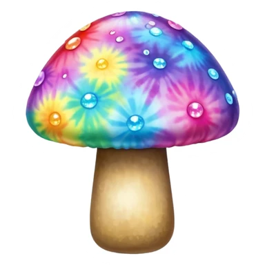 Tie dye mushroom with sparkles around it sticker