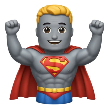 a moai emoji with a superman cape with the original face or the moat emoji sticker