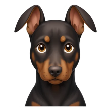 black and tan doberman portrait with floppy ears sticker