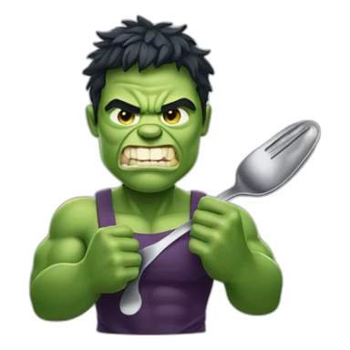 Hulk holding a spoon and fork sticker