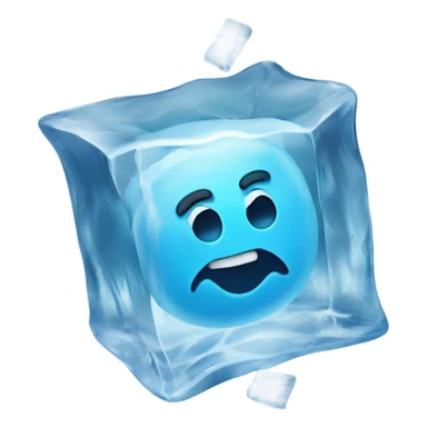 emoji smiley face frozen in an ice cube sticker