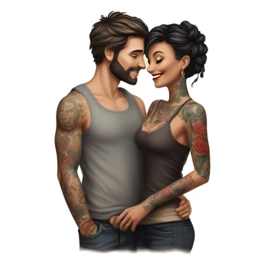 Romantic movie theater date for beautiful tattooed couple sticker