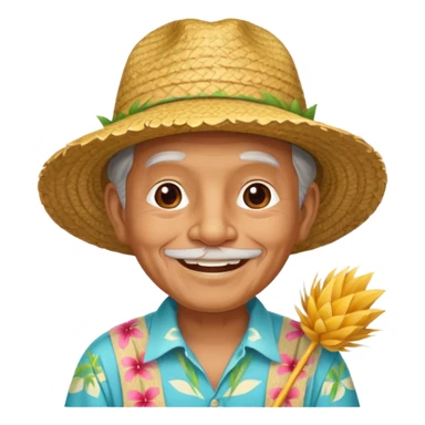 hawaiian old man with hat sticker