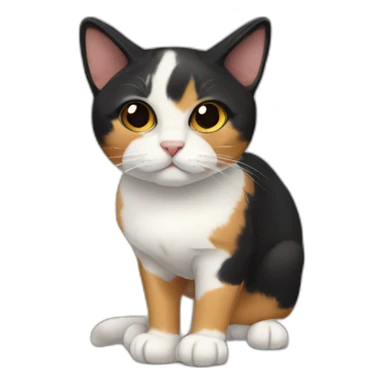 Calico cat with very black face and white nose stripe sticker