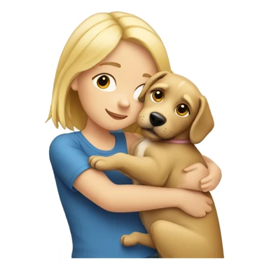 Blonde girl hugging a dog sticker