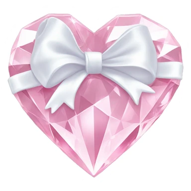 Pastel pink diamond crystal heart with white bow sticker