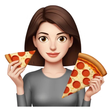 Anne Hathaway with pizza sticker