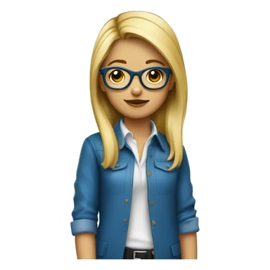 Jeune fille blonde cheveux attaché  avec des lunettes bleus  sticker