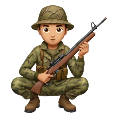 man hunter crouching with gun, alert expression sticker