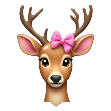 pretty deer with pink bow to the side of its head  sticker