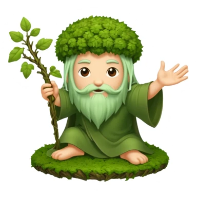 moss druid character slicing air with vine “no” sign sticker