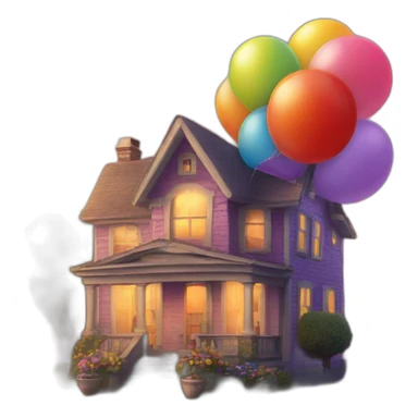 House in the aire with hot balloons like in the movie up sticker