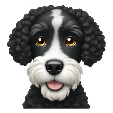 Black curl face dog with white snout and big white eyebrows  sticker