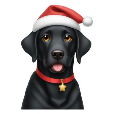 Black lab with a Christmas hat  sticker