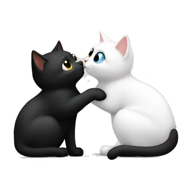 White cat kissing black cat but black cat is cheating on white cat  sticker